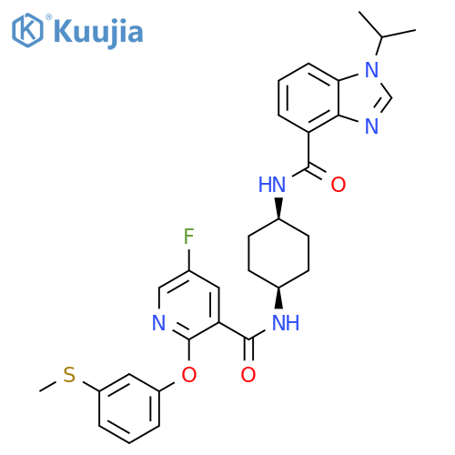 1H-Benzimidazole-4-carboxamide, N-[cis-4-[[[5-fluoro-2-[3-(methylthio)phenoxy]-3-pyridinyl]carbonyl]amino]cyclohexyl]-1-(1-methylethyl)- structure