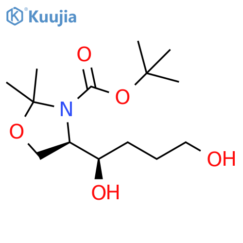 3-Oxazolidinecarboxylic acid, 4-[(1R)-1,4-dihydroxybutyl]-2,2-dimethyl-, 1,1-dimethylethyl ester, (4R)- structure