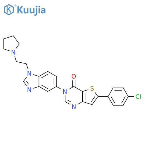 Thieno[3,2-d]pyrimidin-4(3H)-one,6-(4-chlorophenyl)-3-[1-[2-(1-pyrrolidinyl)ethyl]-1H-benzimidazol-5-yl]- structure