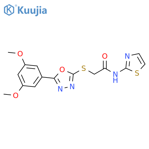 2-{5-(3,5-dimethoxyphenyl)-1,3,4-oxadiazol-2-ylsulfanyl}-N-(1,3-thiazol-2-yl)acetamide structure