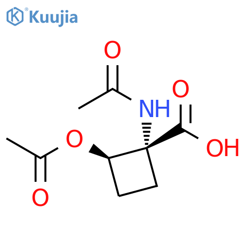 Cyclobutanecarboxylic acid, 1-(acetylamino)-2-(acetyloxy)-, (1R,2R)-rel- structure