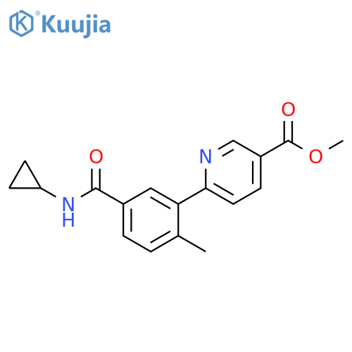 3-Pyridinecarboxylic acid, 6-[5-[(cyclopropylamino)carbonyl]-2-methylphenyl]-, methyl ester structure