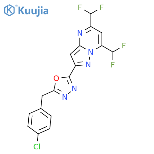 <br>2-[5-(4-Chloro-benzyl)-[1,3,4]oxadiazol-2-yl]-5,7-bis-difluoromethyl-pyrazo lo[1,5-a]pyrimidine structure