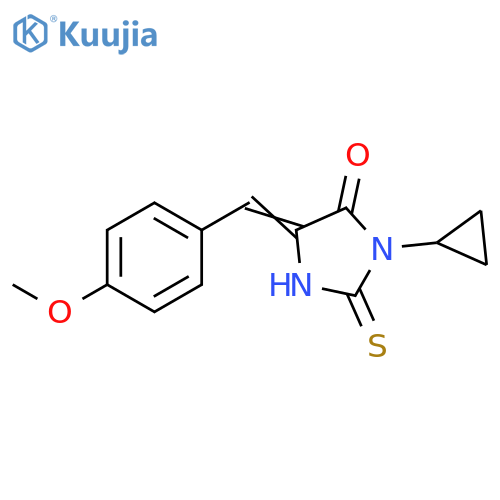 1-cyclopropyl-4-(4-methoxyphenyl)methylidene-2-sulfanyl-4,5-dihydro-1H-imidazol-5-one structure