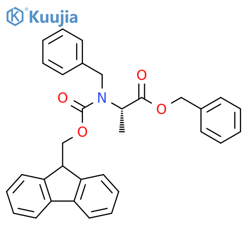 L-Alanine, N-[(9H-fluoren-9-ylmethoxy)carbonyl]-N-(phenylmethyl)-, phenylmethyl ester structure