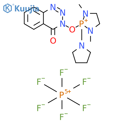 1,3,2-Diazaphospholidinium, 1,3-dimethyl-2-[(4-oxo-1,2,3-benzotriazin-3(4H)-yl)oxy]-2-(1-pyrrolidinyl)-, hexafluorophosphate(1-) (9CI) structure