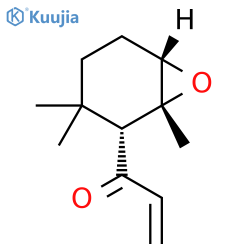 2-Propen-1-one, 1-[(1R,2R,6S)-1,3,3-trimethyl-7-oxabicyclo[4.1.0]hept-2-yl]-, rel- structure