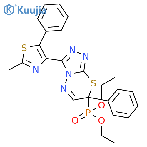 Phosphonic acid,[3-(2-methyl-5-phenyl-4-thiazolyl)-7-phenyl-7H-1,2,4-triazolo[3,4-b][1,3,4]thiadiazin-7-yl]-, diethyl ester structure