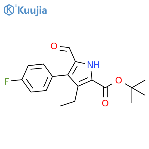 1H-Pyrrole-2-carboxylic acid, 3-ethyl-4-(4-fluorophenyl)-5-formyl-,1,1-dimethylethyl ester structure