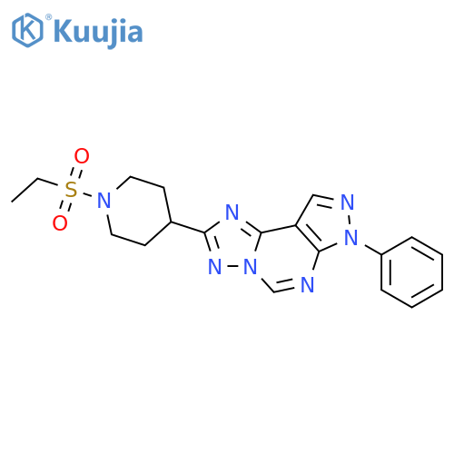 <br>2-(1-Ethanesulfonyl-piperidin-4-yl)-7-phenyl-7H-pyrazolo[4,3-e][1,2,4]triaz olo[1,5-c]pyrimidine structure