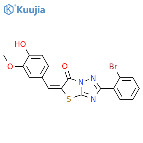 Thiazolo[3,2-b][1,2,4]triazol-6(5H)-one,2-(2-bromophenyl)-5-[(4-hydroxy-3-methoxyphenyl)methylene]-, (5E)- structure