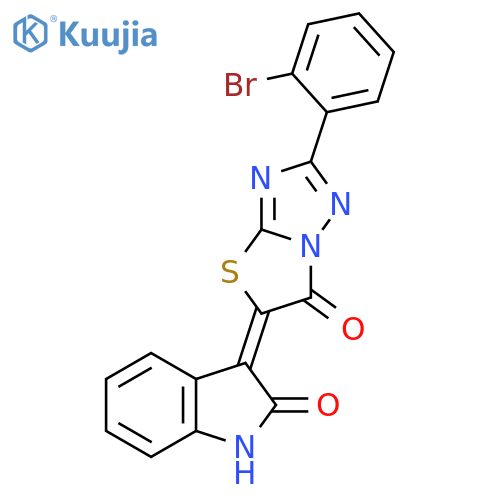 2H-Indol-2-one,3-[2-(2-bromophenyl)-6-oxothiazolo[3,2-b][1,2,4]triazol-5(6H)-ylidene]-1,3-dihydro-, (3E)- structure