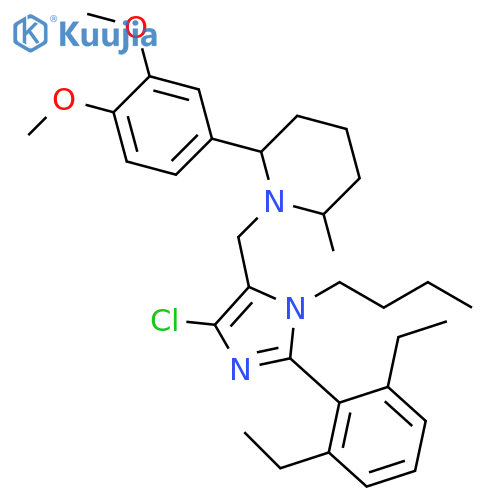 Piperidine, 1-[[1-butyl-4-chloro-2-(2,6-diethylphenyl)-1H-imidazol-5-yl]methyl]-2-(3,4-dimethoxyphenyl)-6-methyl- structure