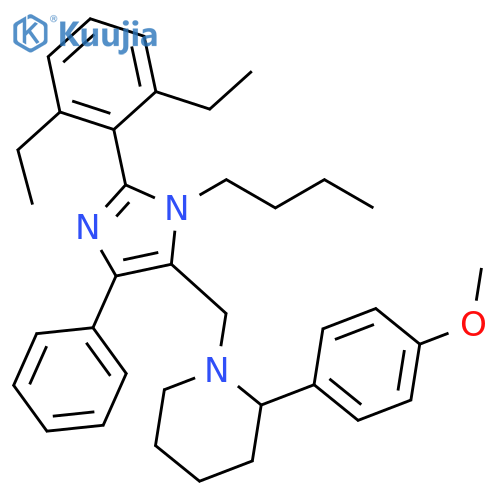 Piperidine, 1-[[1-butyl-2-(2,6-diethylphenyl)-4-phenyl-1H-imidazol-5-yl]methyl]-2-(4-methoxyphenyl)- structure