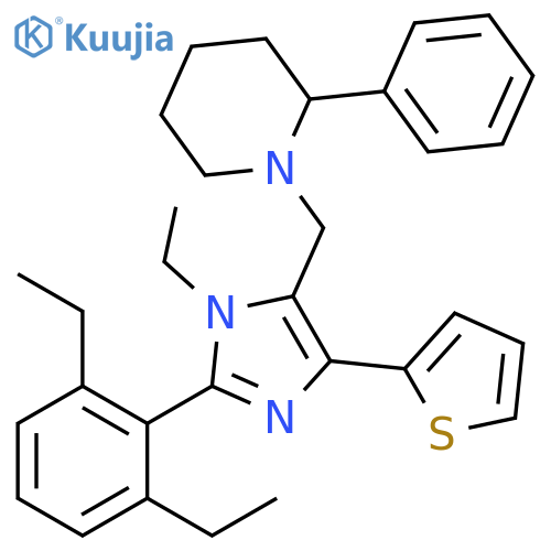 Piperidine, 1-[[2-(2,6-diethylphenyl)-1-ethyl-4-(2-thienyl)-1H-imidazol-5-yl]methyl]-2-phenyl- structure
