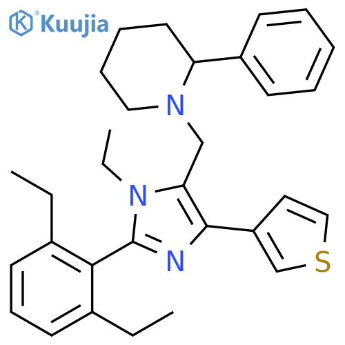 Piperidine,1-[[2-(2,6-diethylphenyl)-1-ethyl-4-(3-thienyl)-1H-imidazol-5-yl]methyl]-2-phenyl- structure