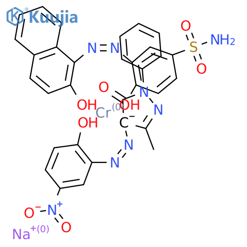 Sodium;chromium;4-hydroxy-3-[(2-hydroxynaphthalen-1-yl)diazenyl]benzenesulfonamide;4-[(2-hydroxy-5-nitrophenyl)diazenyl]-5-methyl-2-phenylpyrazol-4-id-3-one structure