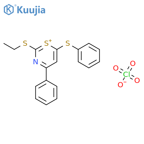 1,3-Thiazin-1-ium, 2-(ethylthio)-4-phenyl-6-(phenylthio)-, perchlorate structure
