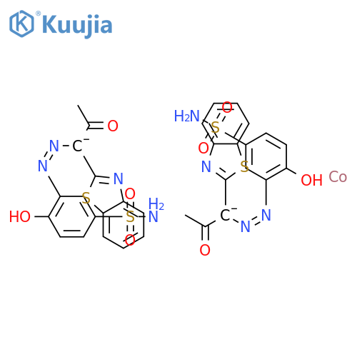 hydrogen bis[3-[[1-(benzothiazol-2-yl)-2-oxopropyl]azo]-4-hydroxybenzenesulphonamidato(2-)]cobaltate(1-) structure