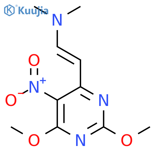 (E)-2-(2,6-dimethoxy-5-nitropyrimidin-4-yl)-N,N-dimethylethenamine structure