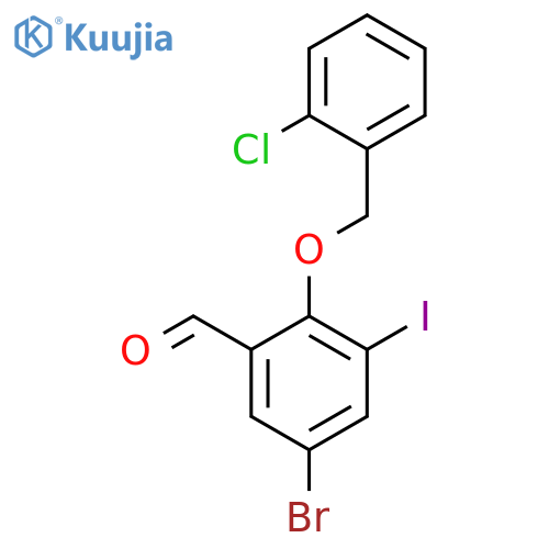 5-bromo-2-(2-chlorophenyl)methoxy-3-iodobenzaldehyde structure