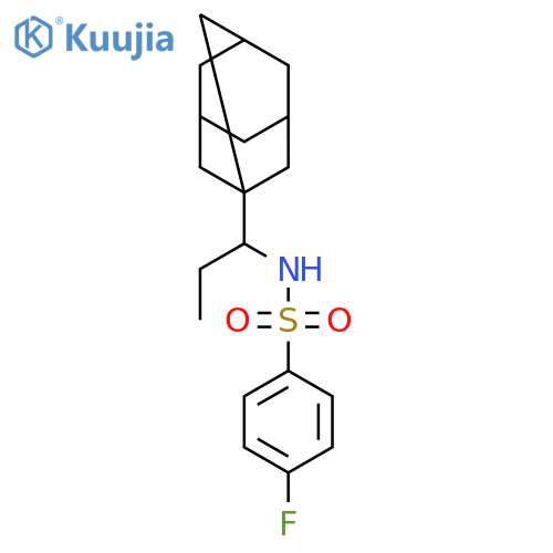 4-fluoro-N-[1-(tricyclo[3.3.1.1~3,7~]dec-1-yl)propyl]benzenesulfonamide structure