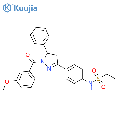 N-{4-1-(3-methoxybenzoyl)-5-phenyl-4,5-dihydro-1H-pyrazol-3-ylphenyl}ethane-1-sulfonamide structure