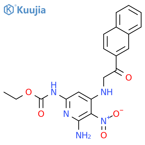 ethyl N-[6-amino-4-[(2-naphthalen-2-yl-2-oxoethyl)amino]-5-nitropyridin-2-yl]carbamate structure