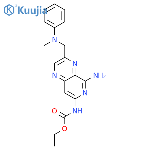 ethyl (5-amino-3-{[methyl(phenyl)amino]methyl}pyrido[3,4-b]pyrazin-7-yl)carbamate structure