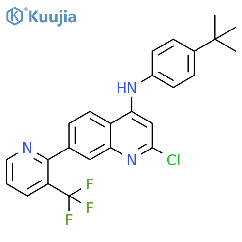 4-Quinolinamine, 2-chloro-N-[4-(1,1-dimethylethyl)phenyl]-7-[3-(trifluoromethyl)-2-pyridinyl]- structure