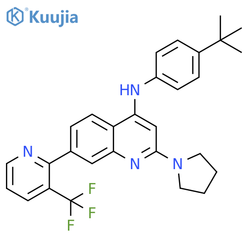 4-Quinolinamine,N-[4-(1,1-dimethylethyl)phenyl]-2-(1-pyrrolidinyl)-7-[3-(trifluoromethyl)-2-pyridinyl]- structure