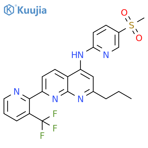 1,8-Naphthyridin-4-amine, N-[5-(methylsulfonyl)-2-pyridinyl]-2-propyl-7-[3-(trifluoromethyl)-2-pyridinyl]- structure