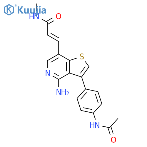 2-Propenamide, 3-[3-[4-(acetylamino)phenyl]-4-aminothieno[3,2-c]pyridin-7-yl]-N-methyl-, (2E)- structure