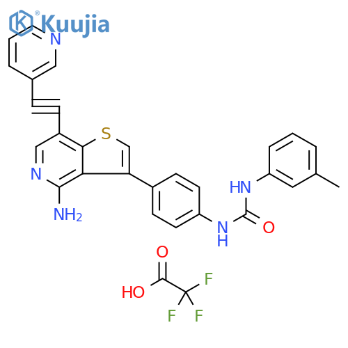 Urea, N-[4-[4-amino-7-[2-(3-pyridinyl)ethynyl]thieno[3,2-c]pyridin-3-yl]phenyl]-N'-(3-methylphenyl)-, 2,2,2-trifluoroacetate (1:2) structure