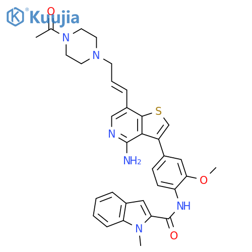 1H-Indole-2-carboxamide, N-[4-[7-[(1E)-3-(4-acetyl-1-piperazinyl)-1-propen-1-yl]-4-aminothieno[3,2-c]pyridin-3-yl]-2-methoxyphenyl]-1-methyl- structure