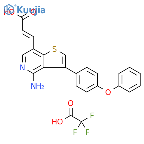 2-Propenoic acid,3-[4-amino-3-(4-phenoxyphenyl)thieno[3,2-c]pyridin-7-yl]-, (2E)-,mono(trifluoroacetate) structure