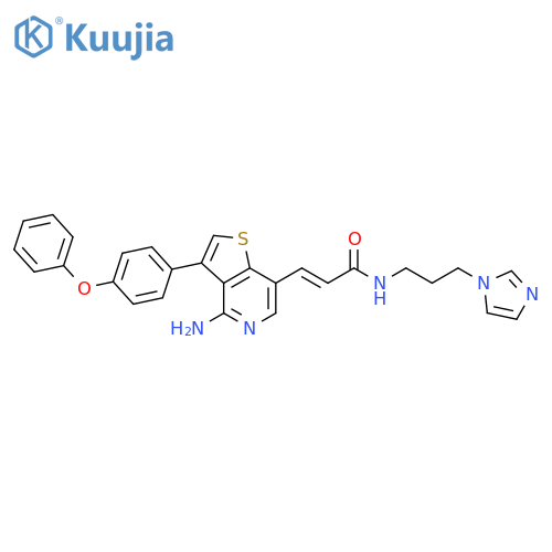 2-Propenamide,3-[4-amino-3-(4-phenoxyphenyl)thieno[3,2-c]pyridin-7-yl]-N-[3-(1H-imidazol-1-yl)propyl]-, (2E)- structure