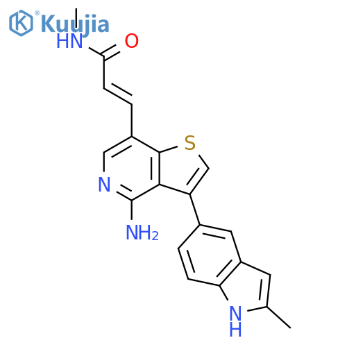 2-Propenamide,3-[4-amino-3-(2-methyl-1H-indol-5-yl)thieno[3,2-c]pyridin-7-yl]-N-methyl-, (2E)- structure