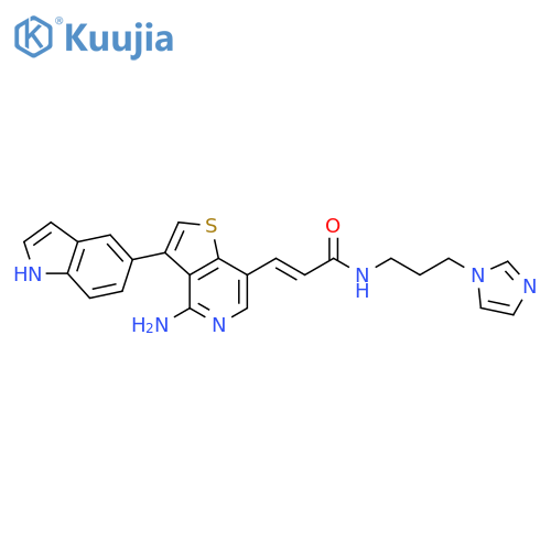 2-Propenamide,3-[4-amino-3-(1H-indol-5-yl)thieno[3,2-c]pyridin-7-yl]-N-[3-(1H-imidazol-1-yl)propyl]-, (2E)- structure