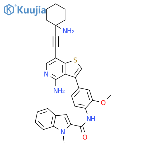 1H-Indole-2-carboxamide,N-[4-[4-amino-7-[(1-aminocyclohexyl)ethynyl]thieno[3,2-c]pyridin-3-yl]-2-methoxyphenyl]-1-methyl- structure