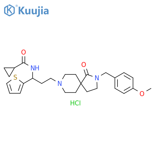 Cyclopropanecarboxamide,N-[3-[2-[(4-methoxyphenyl)methyl]-1-oxo-2,8-diazaspiro[4.5]dec-8-yl]-1-(2-thienyl)propyl]-, monohydrochloride structure
