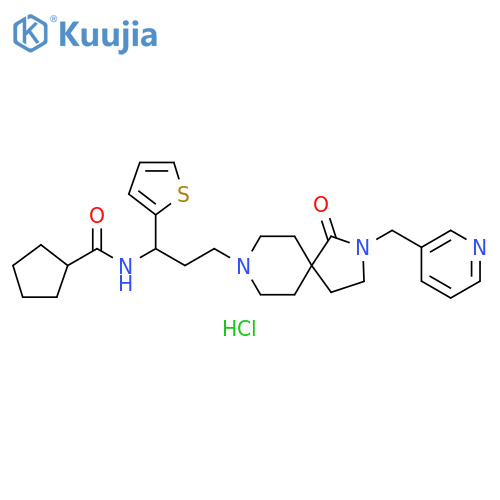 Cyclopentanecarboxamide, N-[3-[1-oxo-2-(3-pyridinylmethyl)-2,8-diazaspiro[4.5]dec-8-yl]-1-(2-thienyl)propyl]-, hydrochloride (1:2) structure