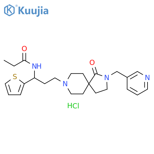 Propanamide, N-[3-[1-oxo-2-(3-pyridinylmethyl)-2,8-diazaspiro[4.5]dec-8-yl]-1-(2-thienyl)propyl]-, hydrochloride (1:2) structure