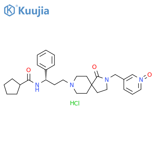 Cyclopentanecarboxamide, N-[(1S)-3-[2-[(1-oxido-3-pyridinyl)methyl]-1-oxo-2,8-diazaspiro[4.5]dec-8-yl]-1-phenylpropyl]-, hydrochloride (1:1) structure