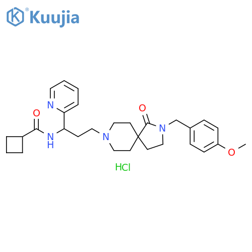 Cyclobutanecarboxamide, N-[3-[2-[(4-methoxyphenyl)methyl]-1-oxo-2,8-diazaspiro[4.5]dec-8-yl]-1-(2-pyridinyl)propyl]-, hydrochloride (1:2) structure