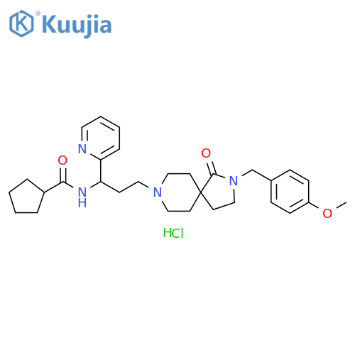 Cyclopentanecarboxamide, N-[3-[2-[(4-methoxyphenyl)methyl]-1-oxo-2,8-diazaspiro[4.5]dec-8-yl]-1-(2-pyridinyl)propyl]-, hydrochloride (1:2) structure