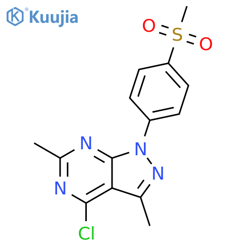 1H-Pyrazolo[3,4-d]pyrimidine, 4-chloro-3,6-dimethyl-1-[4-(methylsulfonyl)phenyl]- structure