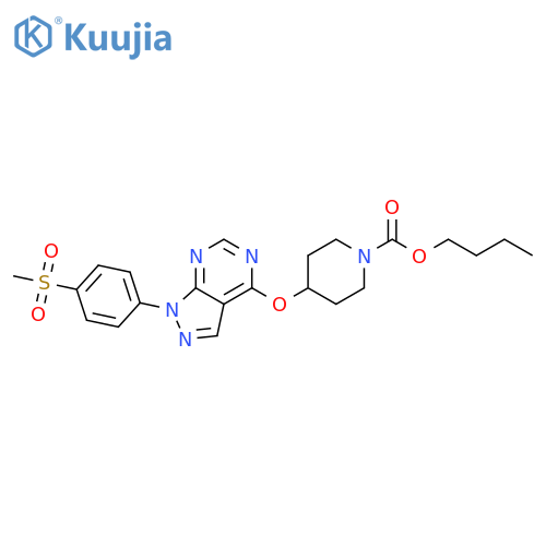1-Piperidinecarboxylic acid,4-[[1-[4-(methylsulfonyl)phenyl]-1H-pyrazolo[3,4-d]pyrimidin-4-yl]oxy]-,butyl ester structure