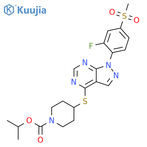 1-Piperidinecarboxylic acid,4-[[1-[2-fluoro-4-(methylsulfonyl)phenyl]-1H-pyrazolo[3,4-d]pyrimidin-4-yl]thio]-, 1-methylethyl ester structure