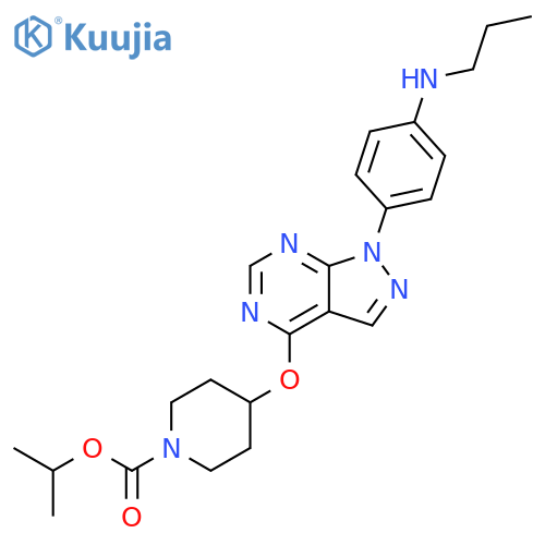 1-Piperidinecarboxylic acid, 4-[[1-[4-(propylamino)phenyl]-1H-pyrazolo[3,4-d]pyrimidin-4-yl]oxy]-, 1-methylethyl ester structure